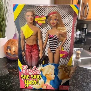Barbie She Said Yes Doll Set with Pink and Yellow Accents